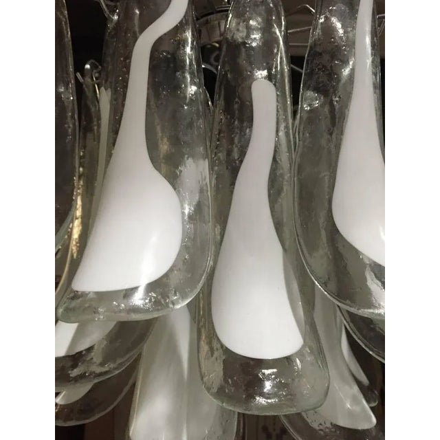 Mid-Century Modern Italian Mid-Century White Feather Glass Chandelier by Mazzega For Sale - Image 3 of 8