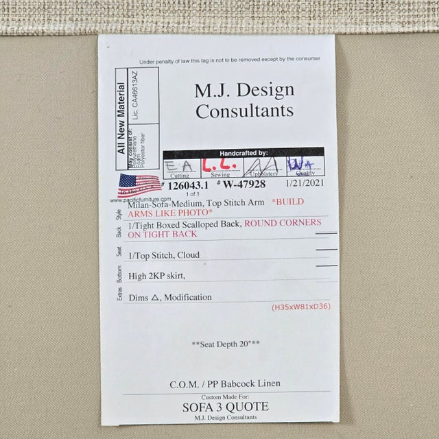 m.j. Design Consultants Custom Neutral Upholstered Sofa For Sale - Image 14 of 14