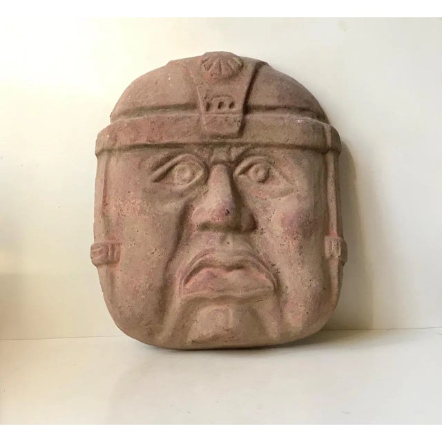 Large Vintage Olmec Terracotta Wall Head, Mexico, 1970s For Sale - Image 4 of 10