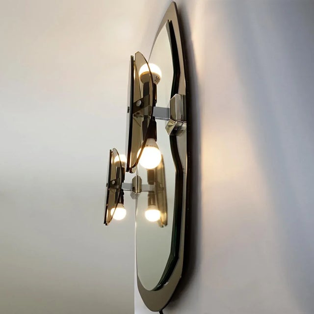1960s Hollywood Regency 2-Toned Mirror with Lights from Veca, 1960s For Sale - Image 5 of 8