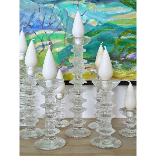 Vintage Textured Festivo Glass Candle Holders by Timo Sarpaneva for Iittala, Set of 5 For Sale - Image 9 of 12