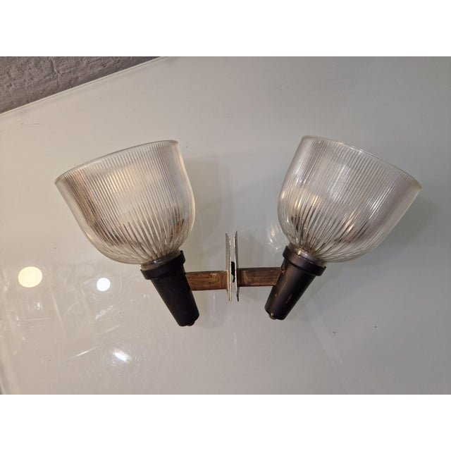 Metal Wall Lamps from Fidenza Vetraria, 1950s, Set of 2 For Sale - Image 7 of 10