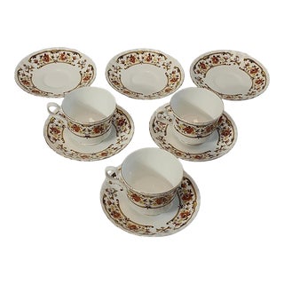 1950s Royal Staffordshire Teacups and Saucers Sets- 9 Pieces For Sale