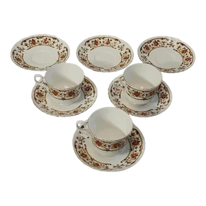 1950s Royal Staffordshire Teacups and Saucers Sets- 9 Pieces