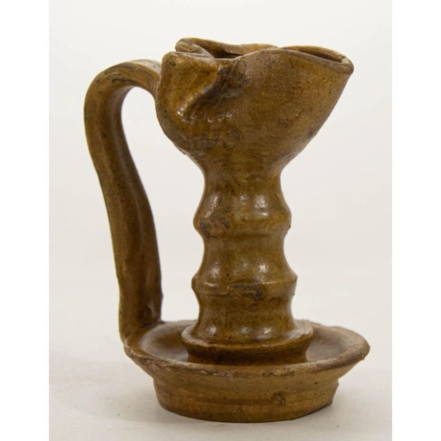 Brown Antique Islamic Persian Nishapur Style Ceramic Glazed Oil Lamp For Sale - Image 8 of 13