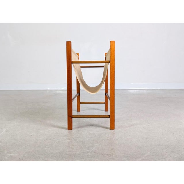 Vintage Teak Linen Magazine Holder, 1960s For Sale - Image 4 of 9