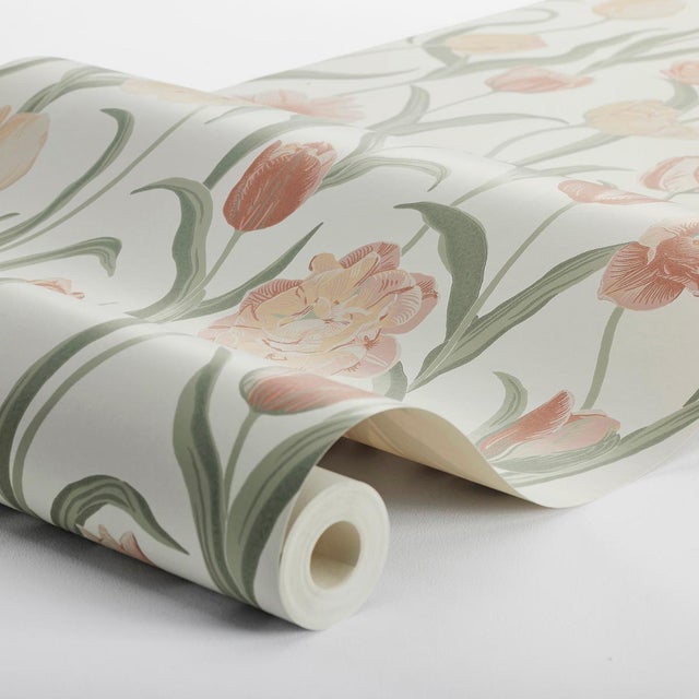 Hand-painted tulips bloom across Boråstapeter La Belle Epoque, a timeless floral with a lush, expressive design that...