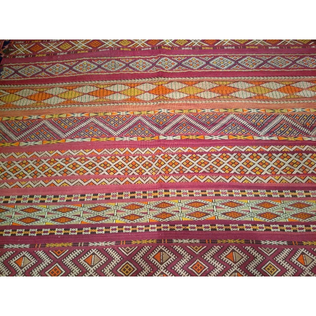 Vintage Moroccan Tribal Kilim, Handwoven Wool, Stripe Geometric Pattern, Purple & Yellow, 6x10 For Sale - Image 12 of 17