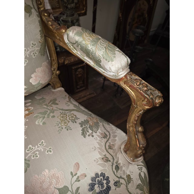 Antique Louis XV Style Giltwood Armchairs For Sale - Image 13 of 16
