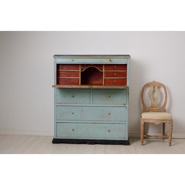 Antique folk art secretary desk from northern Sweden made by hand in solid pine around 1850. Untouched original condition...
