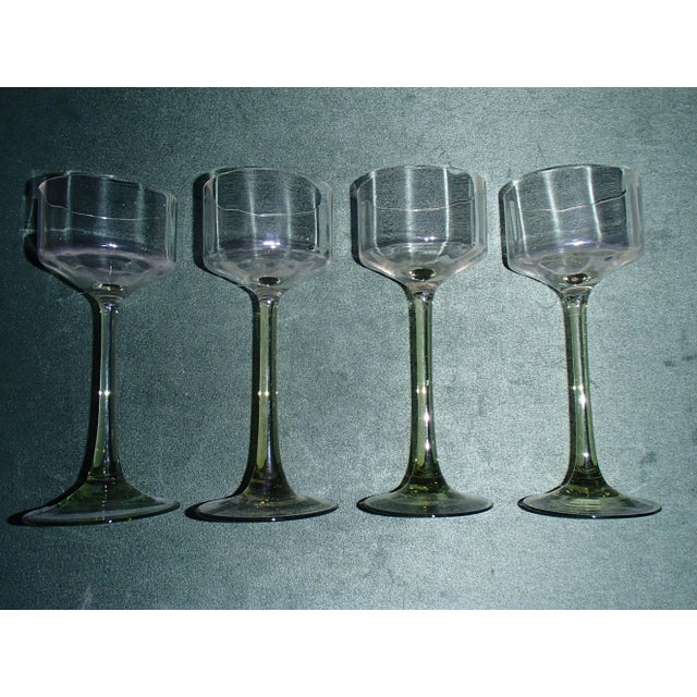Green Antique White Wine Crystal Glasses, Set of 10 For Sale - Image 8 of 11