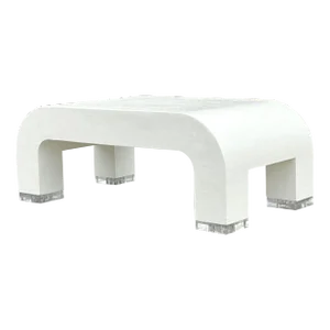 Vintage Coastal Grasscloth and Lucite Waterfall Coffee Table