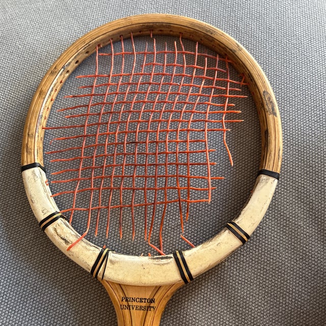 Vintage 1950s Princeton University Private-Label Wooden Tennis Squash Racket – Provenance Verified For Sale - Image 4 of 12