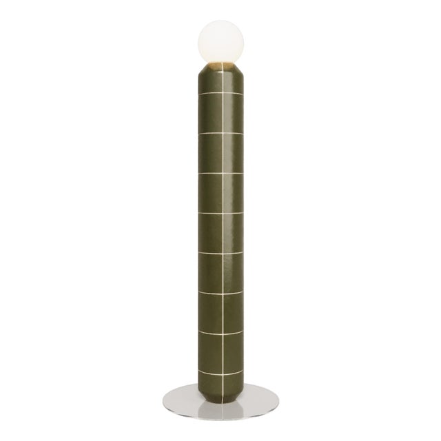 Handcrafted Ceramic Floor Lamp in Green Glaze For Sale