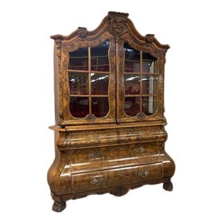 Dutch Display Cabinet in Burlwood For Sale
