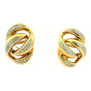 Vintage 2 Carat Diamond Swirl Earrings in 14k Yellow Gold With Omega Backs, A Pair