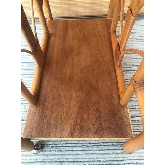 1970s Coastal Rattan and Bamboo Serving Bar For Sale - Image 4 of 13