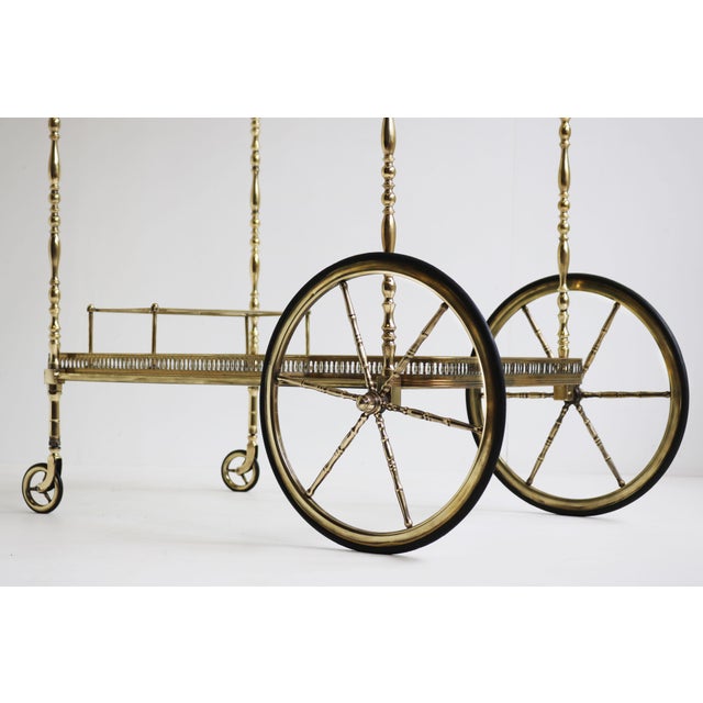Hollywood Regency French Brass Bar Cart from Maison Baguès, 1950s For Sale - Image 3 of 12