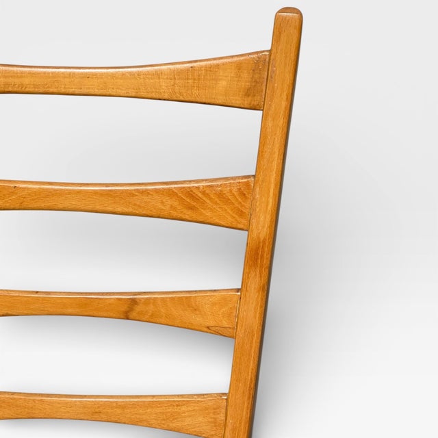 Set of Six Mid-Century Modern Ladderback Dining Chairs With New Upholstery For Sale - Image 16 of 18