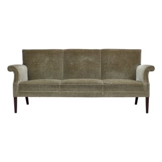 Danish 3-Seater Sofa in Light Green Velour, 1960s For Sale