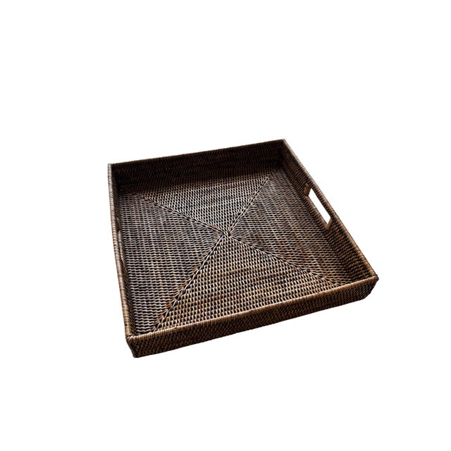 Contemporary Burma Rattan Ottoman Tray- Large For Sale - Image 3 of 3