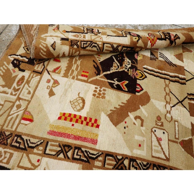 Galerie Shabab Collection Mid-20th Century Indian Art Deco Rug Inspired by Edward McKnight Kauffer For Sale - Image 10 of 10