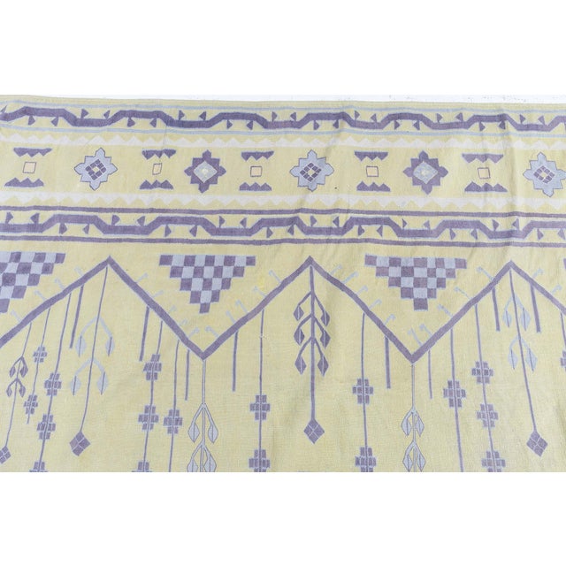 1940s Doris Leslie Blau Vintage Dhurrie Pale Sand With Lavender Flatweave Cotton Rug For Sale - Image 5 of 11