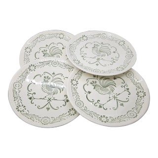Vintage Scio Provincial Rooster Coupe Dinner Plates, Set of Four For Sale