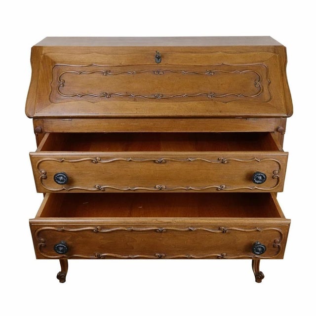 Brown 20th Century Louis XV Scriban Chest of Drawers in Walnut For Sale - Image 8 of 10