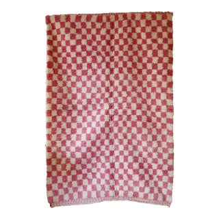 Pink Checkered Moroccan Rug - 5'4" X 7'10" Ft For Sale