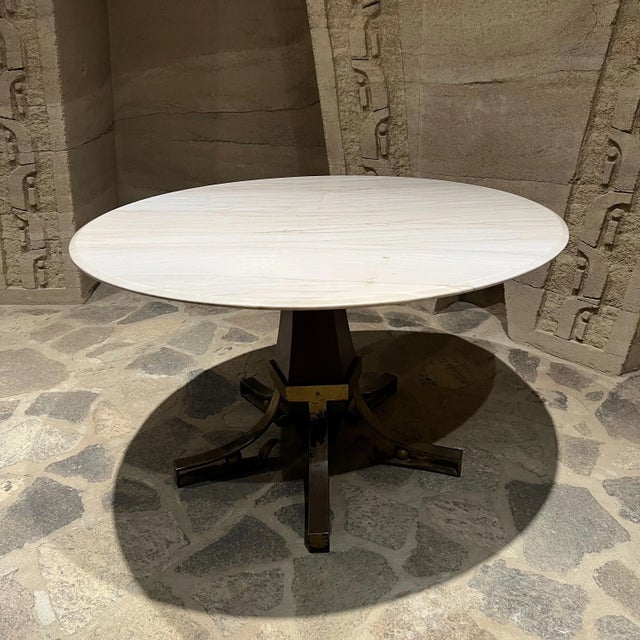 Mid-Century Modern 1950s Arturo Pani White Marble Sculptural Dining Table Mexico City For Sale - Image 3 of 11