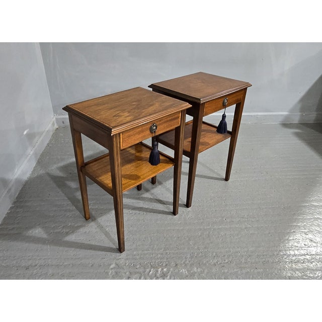 Inlaid Mahogany Side Tables, 1910, Set of 2 For Sale - Image 3 of 9