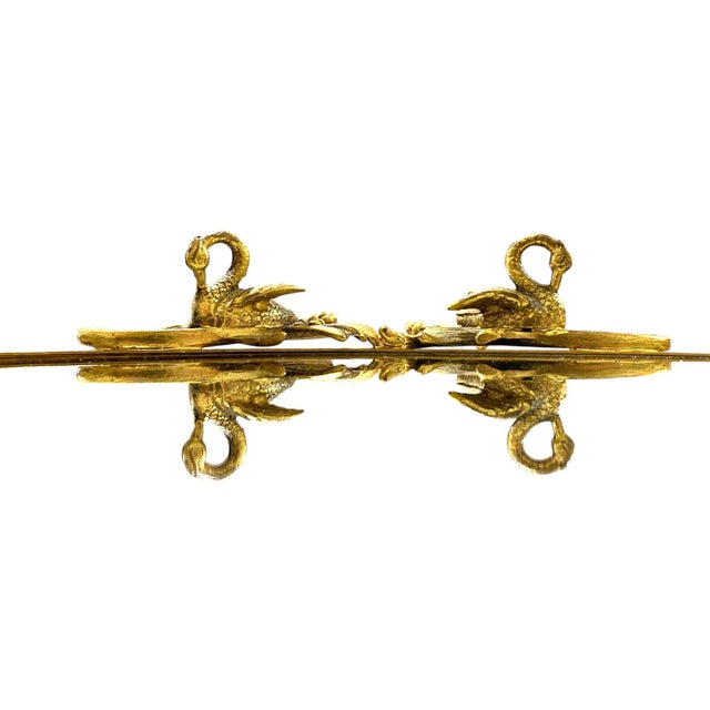 1930s French Art Deco Vanity Mirror Tray Ormolu Brass Swans Hollywood Regency For Sale - Image 10 of 16