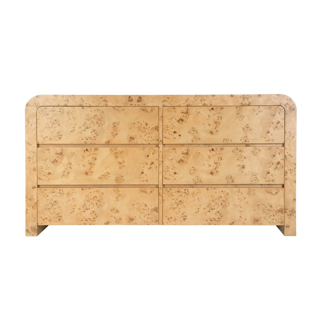 2020s Cora 60.5 in. W Burl Wood 6 Drawer Dresser, Light Burl For Sale - Image 5 of 9