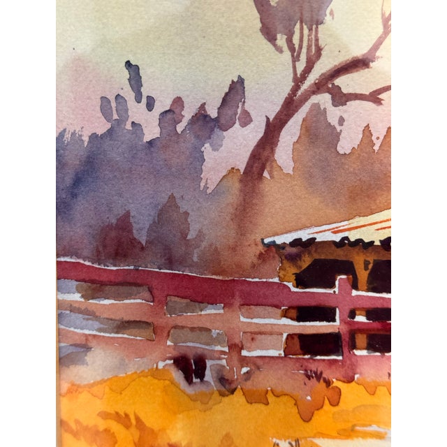 Naomi Brotherton Red Barn Framed Watercolor, Circa 1992 For Sale - Image 10 of 11
