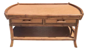 Vintage Wicker Bamboo 4 Drawer Casual Lexington Style Coffee Table