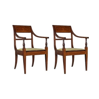 Antique Inlaid Armchairs - A Pair For Sale