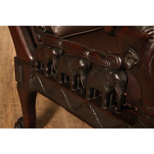 Exceptional 19th Century Anglo-Indian / Burmese Colonial Figural Carved Hardwood Throne Armchair For Sale In Philadelphia - Image 6 of 18