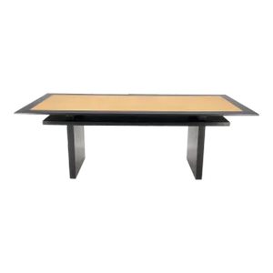 Ebonized Black Lacquer Mahogany Floating Cork Top Dining Writing Library Table