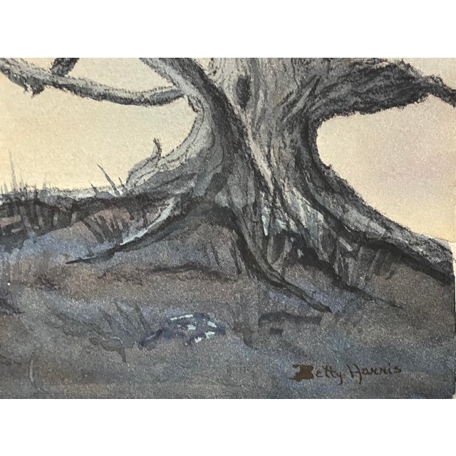 "Weathered Wood" landscape by New Mexico artist Betty Harris (1918-2015). Watercolor on paper, signed lower right....