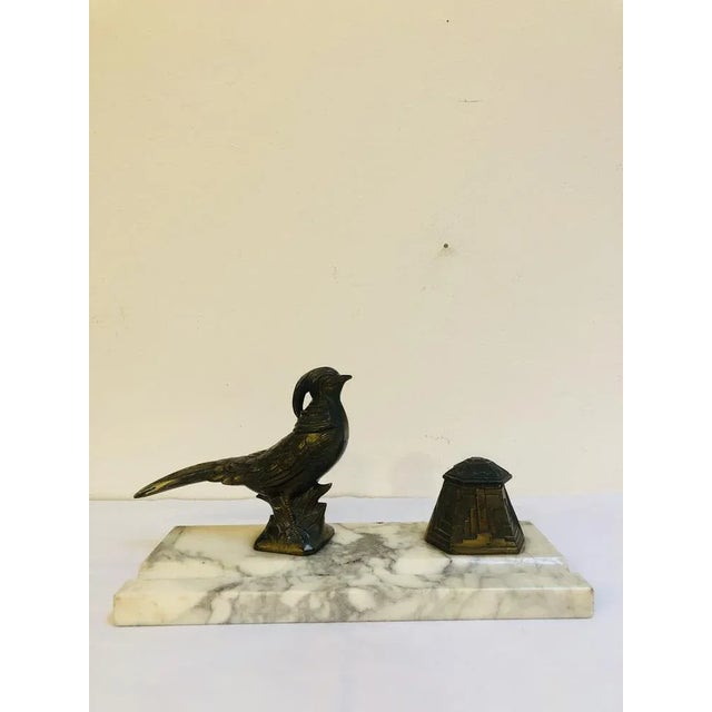 French Art Deco Inkwell With Marble Base, 1920s For Sale - Image 8 of 9