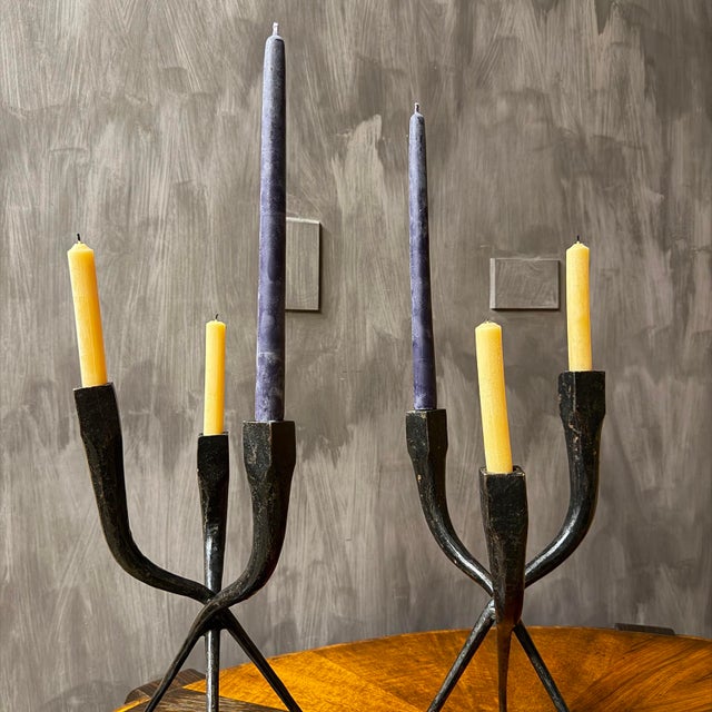 Mid 20th Century Pair of Iron Brutalist Candle Holders For Sale - Image 10 of 15