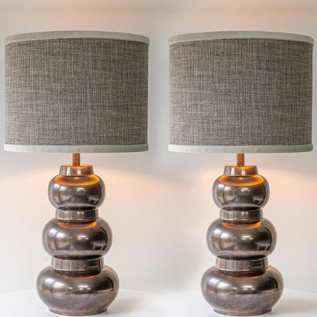 Heavy quality ceramic table floor lamp, 1970s. This lamp base brings refined elegance and rich visual appeal to any...