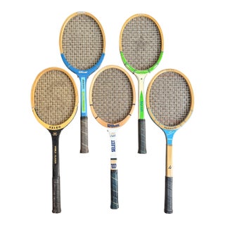 Vintage Wooden Tennis Rackets - Set of 5 For Sale