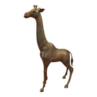 70’s Brass Giraffe Large 32.5" For Sale