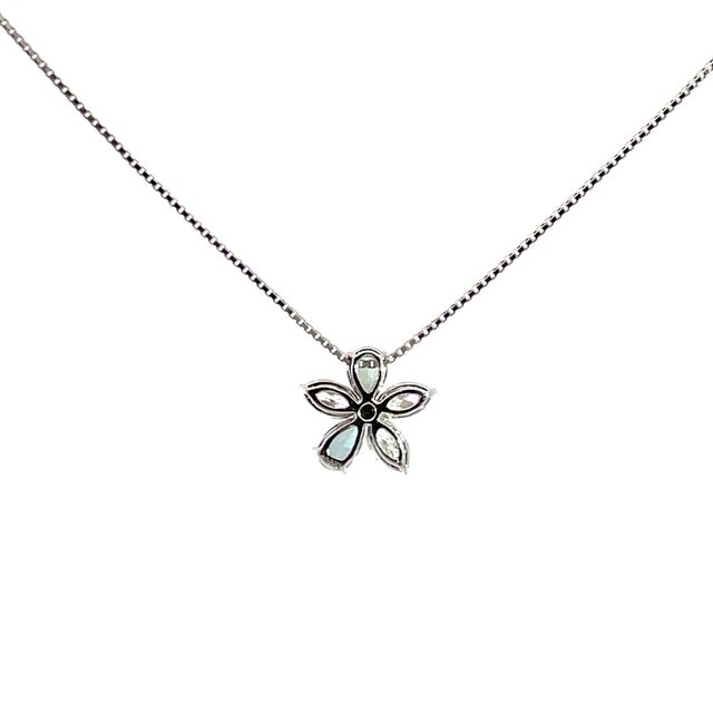 Platinum Alexandrite & Diamond Flower Blossom Necklace For Sale - Image 4 of 5