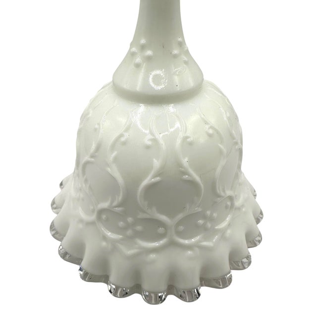 Spanish Vintage Fenton Silver Crest Spanish Lace Milk Glass Bell For Sale - Image 3 of 12