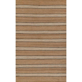 Erin Gates by Momeni Chestnut Stripe Brown Hand Woven Wool Area Rug 10' X 14' For Sale