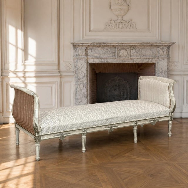 19th Century Swedish Gustavian Painted Canape ~ Daybed ~ Settee captures the quiet purity, grace, and refined elegance...