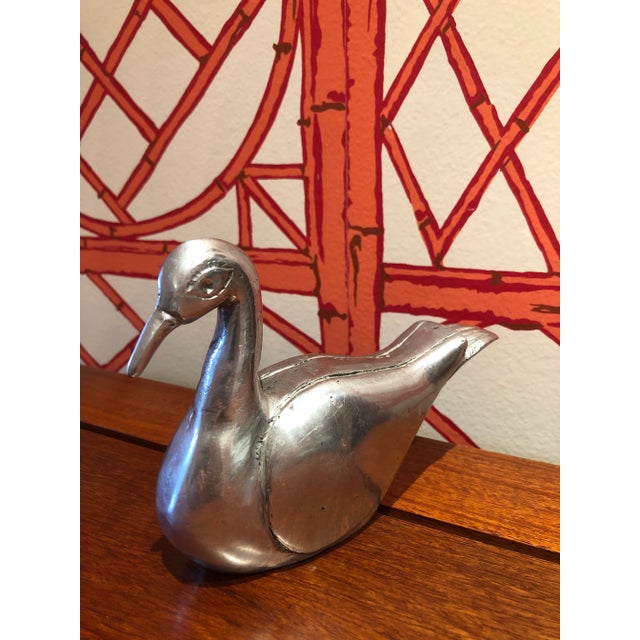 Mid-Century Modern Vintage Silver Swan Figurine For Sale - Image 3 of 5